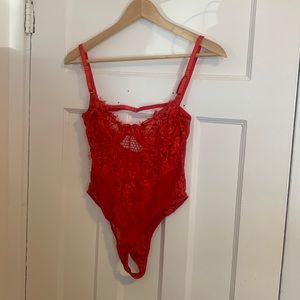 Red lace bodysuit size medium